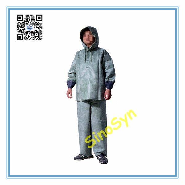 FQ1711 Double Rubber Multifunctional Chemical Protective Split Suit 48dmm Gray Green